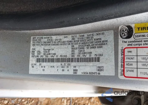 2015 Ford Fiesta Se from USA, damaged, VIN 3FADP4BJ2FM189661